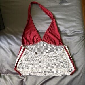 Chic Red Halter Mesh Crop Top